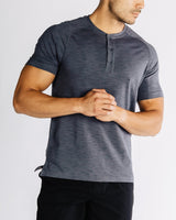 Space Dye Henley SS - Rhone - Asphalt Space Dye